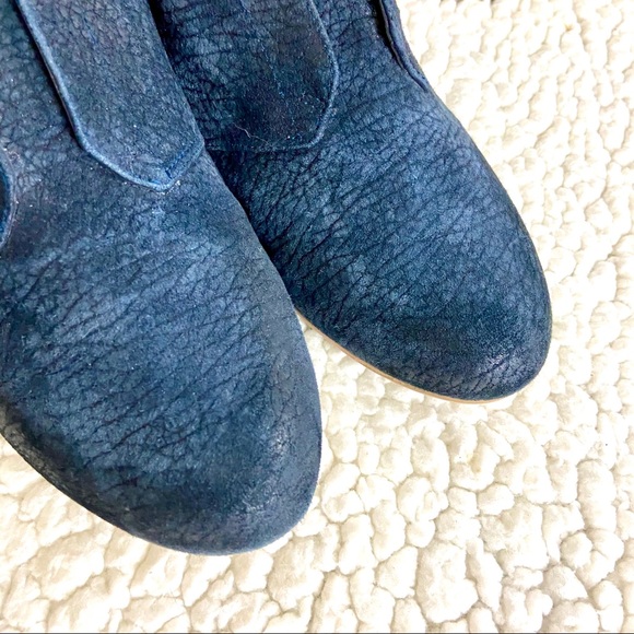 Miss Sixty Marlene Navy Blue Suede Slip On Heeled Oxford Shoes Size 40 - Picture 3 of 11